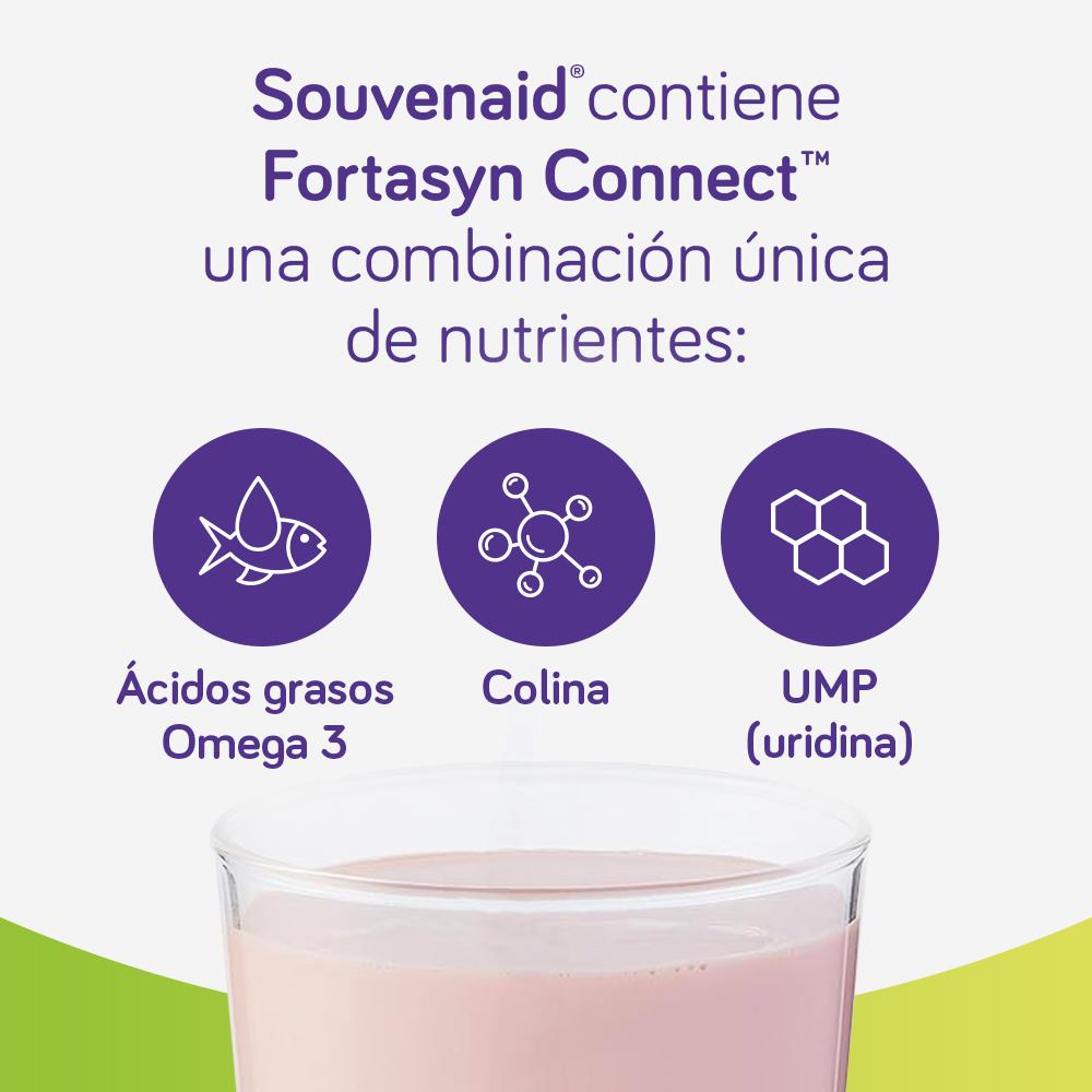 Strawberry Souvenaid contains Fortasyn Connect, a unique nutrient combination.